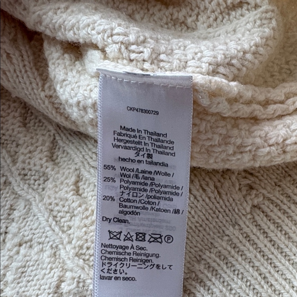 Madewell Woman’s Size S Cream Cable Knit V-Neck Vest - Picture 8 of 8